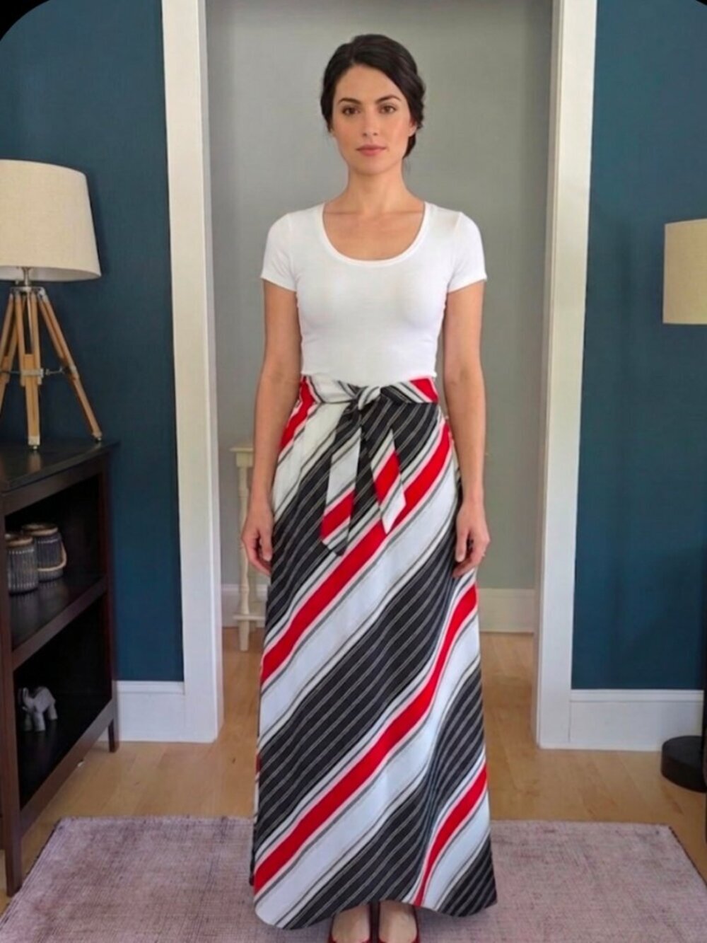 Vintage 70's Joyce Maxi Bias A-Line Skirt Striped Union And USA Made
